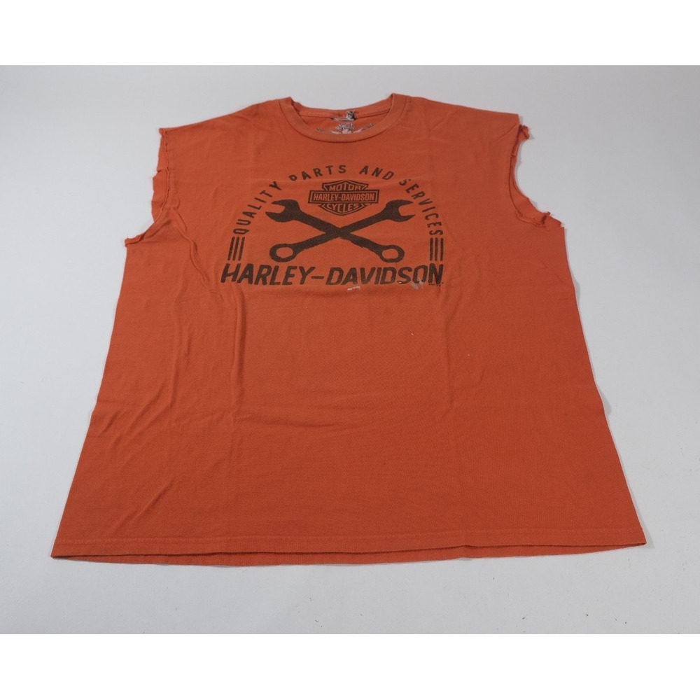 Harley Davidson Muscle Tee Mens XL Orange Rocky Top Pigeon Forge Biker Graphic